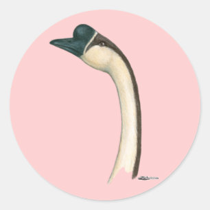 Goose: Brown Chinese Head Runder Aufkleber