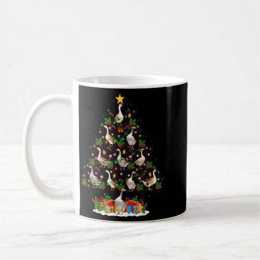 Goose Christmas Tree Lights Decor Funny Santa Hat Kaffeetasse (Links)