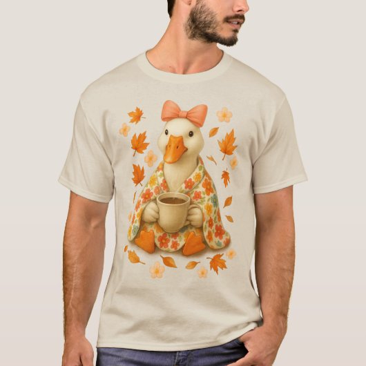 Goose Coquette Bow mit Kaffee Blanket Fall Vibes T-Shirt (Vorderseite)