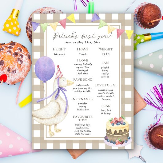 Goose First Birthday Milestone Geburtstag Poster