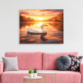 Goose Floating on a Misty Lake Leinwanddruck (Insitu (Wohnzimmer))