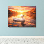 Goose Floating on a Misty Lake Leinwanddruck (Insitu (Holzboden))