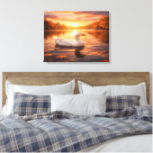 Goose Floating on a Misty Lake Leinwanddruck (Insitu (Schlafzimmer))