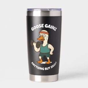 Goose Gainz – Lustige Gänse-Gym-Workout-Gestaltung Thermobecher