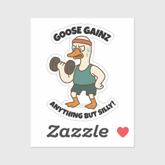 Goose Gainz – Lustiges Gänse-Gym-Workout-Design Aufkleber (Blatt)