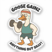Goose Gainz – Lustiges Gänse-Gym-Workout-Design Aufkleber (Vorderseite)