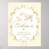 Goose Gender neutral Gingham Baby Shower Welcome Poster (Vorne)