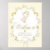 Goose Gender neutral Gingham Baby Shower Welcome Poster (Vorne)