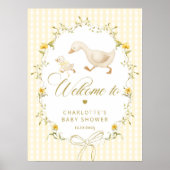 Goose Gender neutral Gingham Baby Shower Welcome Poster (Vorne)