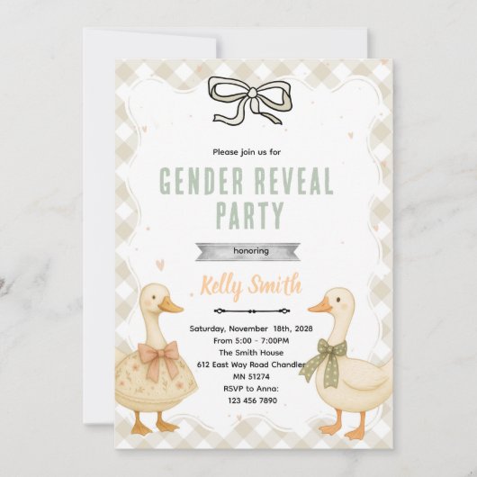 Goose Gender Reveal Invitation Einladung (Vorderseite)