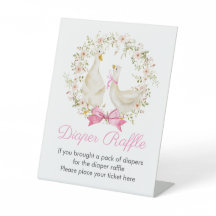 Goose Girl Wreath Wildblumen Windeln Raffle Sign