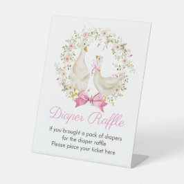 Goose Girl Wreath Wildblumen Windeln Raffle Sign Sockelschild