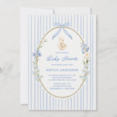 Goose Gosling Cottage Blue Baby Shower Einladung (Vorderseite)