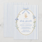 Goose Gosling Cottage Blue Baby Sprinkle Einladung (Vorne/Hinten)