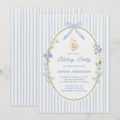 Goose Gosling Cottage Blue Nesting Party Einladung (Vorne/Hinten)