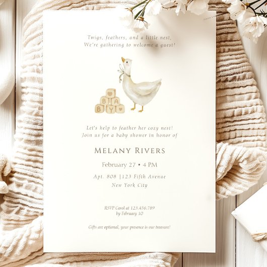 Goose Nest Neutral Baby Shower Invitation Einladung