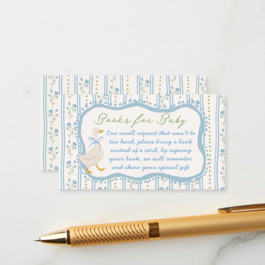 Goose nursery rhymes baby shower book request begleitkarte (Vorderseite/Rückseite Beispiel)