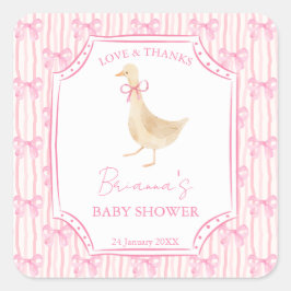 Goose nursery rhymes baby shower pink personalized quadratischer aufkleber