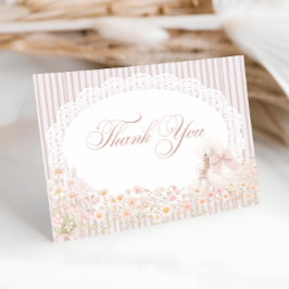 Goose Pink Girl Floral Baby Shower Thank You Card Dankeskarte