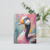Goose Portrait Moderne Impressionistische Kunst Postkarte (Stehend Vorderseite)
