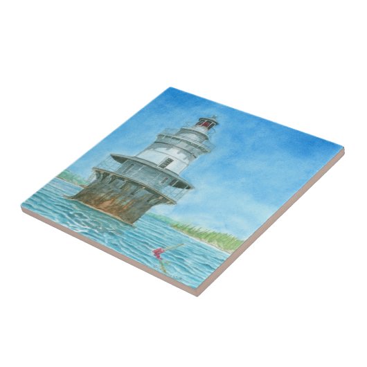 Goose Rocks Lighthosususue Wassercolor Fliese (Seite)