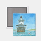 Goose Rocks Lighthosususue Wassercolor Magnet (Vorderseite/Rückseite)