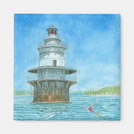 Goose Rocks Lighthosususue Wassercolor Magnet