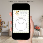 Goose Sage Gingham Design Bib Shower Game Card Einladung