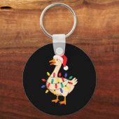 Goose Santa Hat Funny Christmas Lights Xmas Tree M Schlüsselanhänger (Vorderseite)