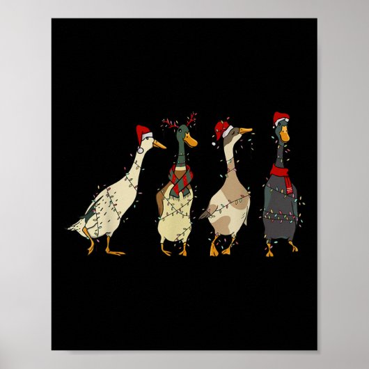 Goose Santa Reindeer Weihnachts Weihnachts Weihnac Poster (Vorne)