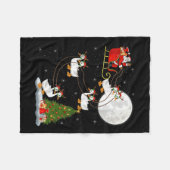 Goose Santa Sleigh Flying Funny Magical Christmas Fleecedecke (Vorderseite (Horizontal))