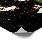 Goose Santa Sleigh Flying Funny Magical Christmas Poster (Ecke)