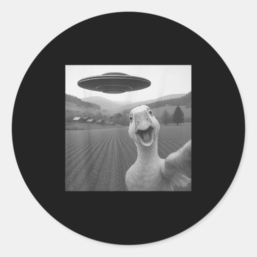 Goose Selfie mit Alien Ufo Funny für Männer Frauen Runder Aufkleber (Vorderseite)