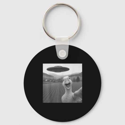 Goose Selfie mit Alien Ufo Funny für Männer Frauen Schlüsselanhänger (Vorderseite)