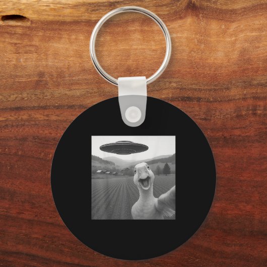 Goose Selfie mit Alien Ufo Funny für Männer Frauen Schlüsselanhänger (Vorderseite)