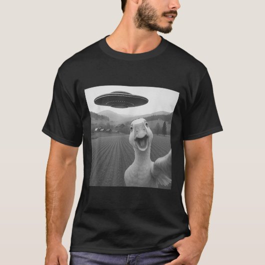 Goose Selfie mit Alien Ufo Funny für Männer Frauen T-Shirt (Vorderseite)