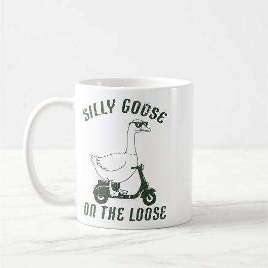 Goose Silly On The Loose Scooter Funny Animal Men  Kaffeetasse (Links)