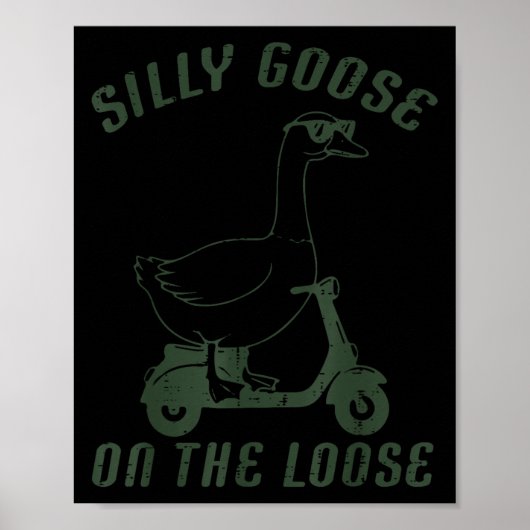 Goose Silly On The Loose Scooter Funny Animal Men  Poster (Vorne)
