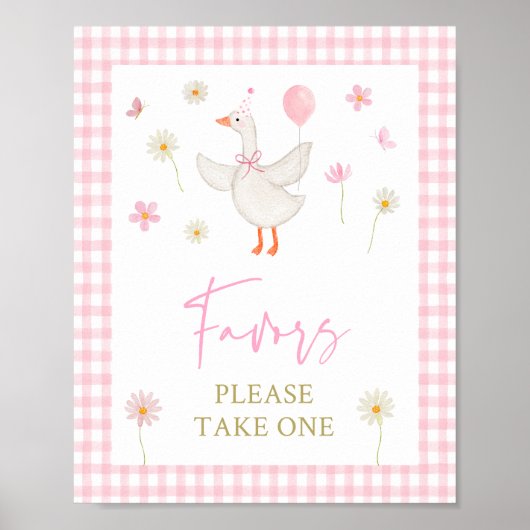 Goose Spring Pink Daisy Birthday Gefallen Zeichen Poster (Vorne)