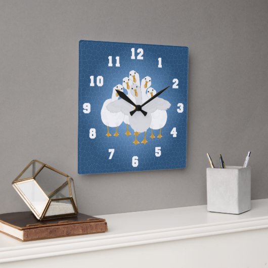 Goose Who Wall Clock Quadratische Wanduhr (Büro)