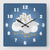 Goose Who Wall Clock Quadratische Wanduhr (Vorderseite)