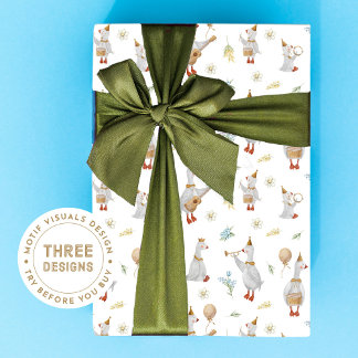 Goose Wrapping Paper, Goose Theme, Musical Goose Geschenkpapier Set