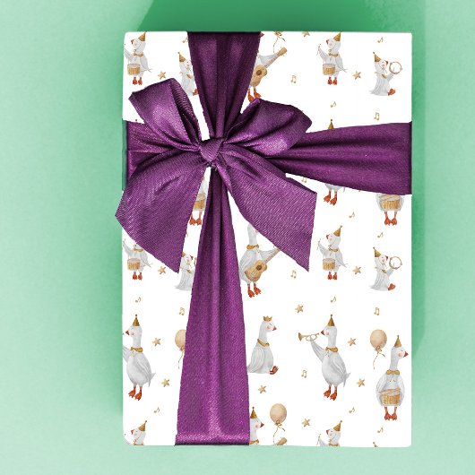 Goose Wrapping Paper, Goose Theme, Musical Goose Geschenkpapier Set