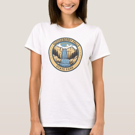 Gooseberry Falls Staat Park Minnesota Abzeichen T-Shirt (Vorderseite)