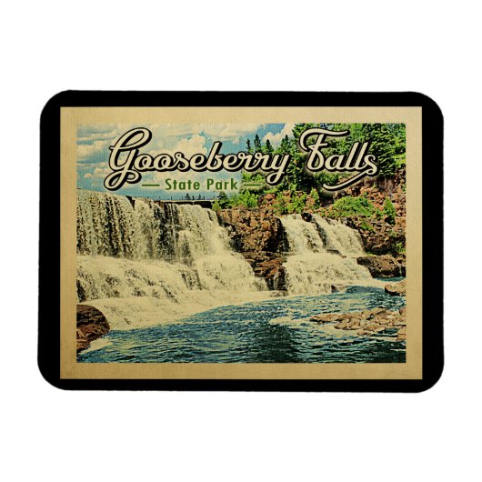 Gooseberry Falls Staat Park Vintage Magnet (Horizontal)