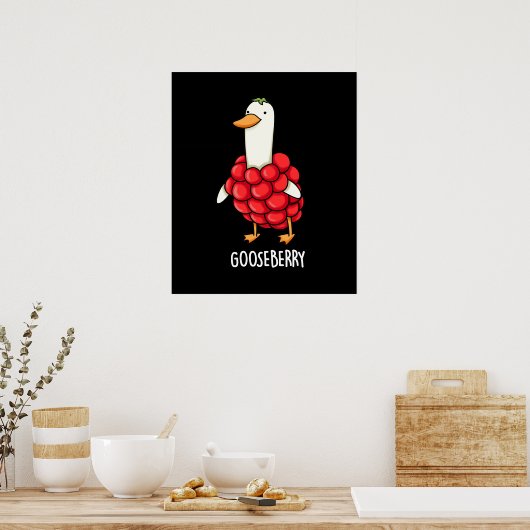 Gooseberry Funny Berry Pun Dark BG Poster (Küche)