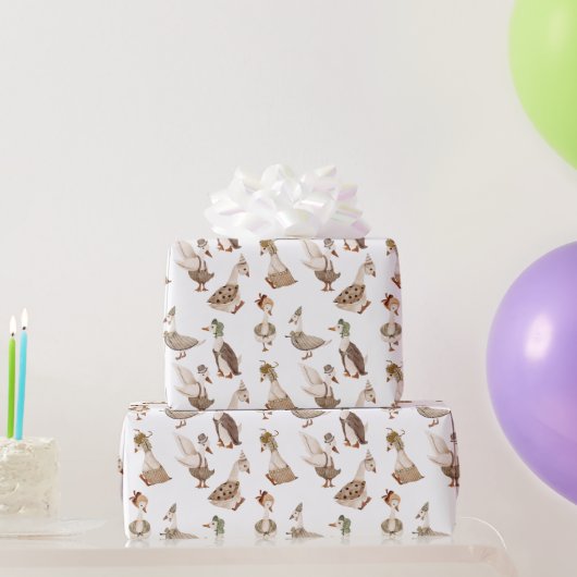 Goosey Gander Extravagant Dress Gans, White Geschenkpapier (Partygeschenke)
