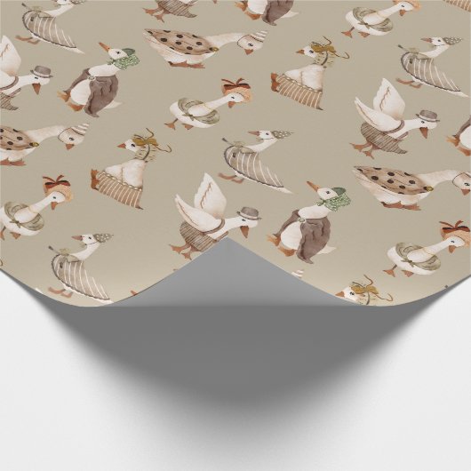 Goosey Gander Extravagant Dress Gänse, braun Geschenkpapier (Ecke)