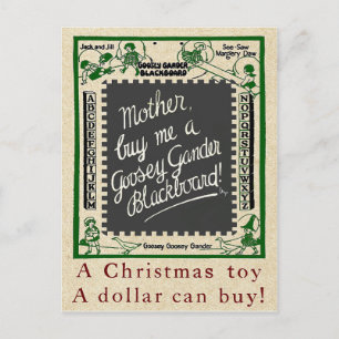 "GOOSEY GANDER" TAFEL KREIDE VINTAGE WEIHNACHTSSPI FEIERTAGSPOSTKARTE