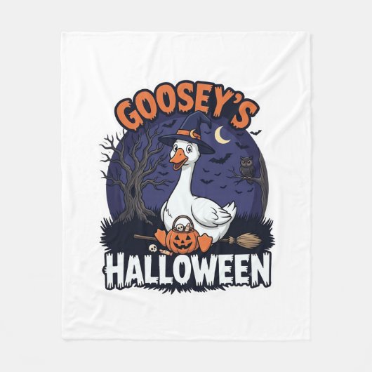 Gooseys Halloween-Gans-Hexenhut-Kürbis_1 Fleecedecke (Vorderseite)